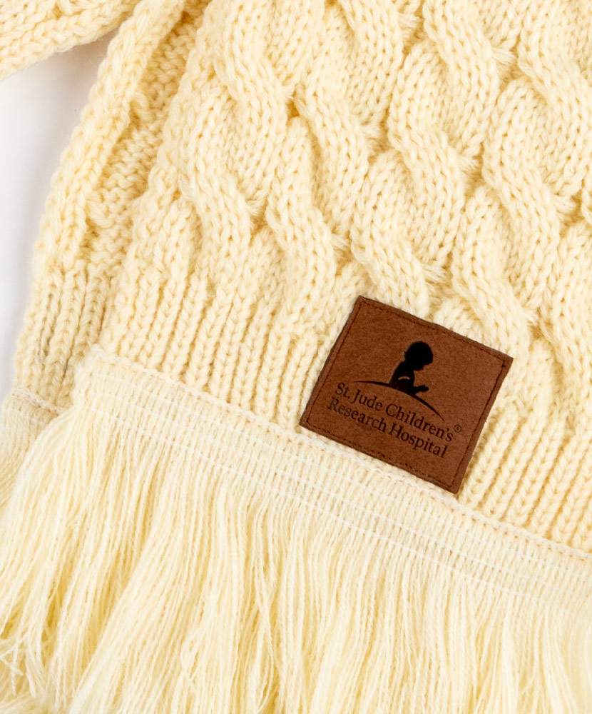 Cable Knit Cream Scarf St. Jude Gift Shop